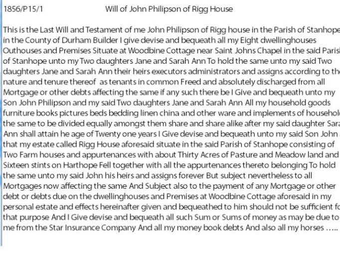 Search results including notes and will