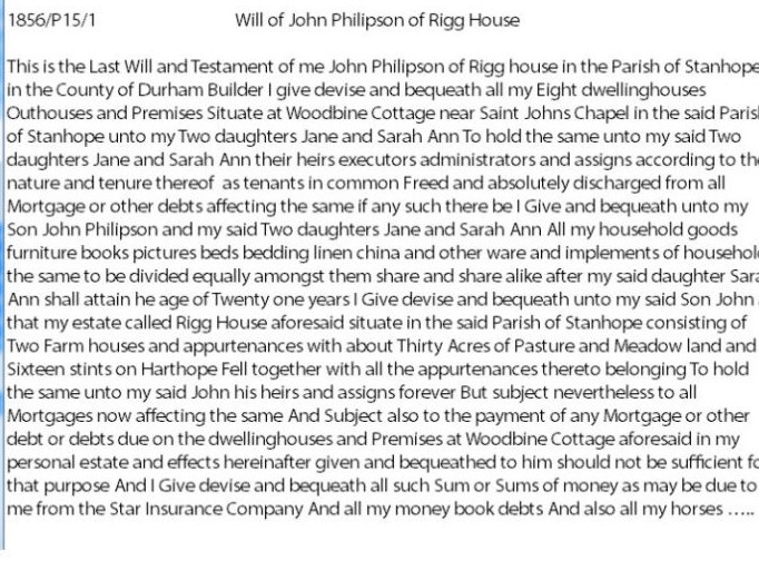 Search results including notes and will