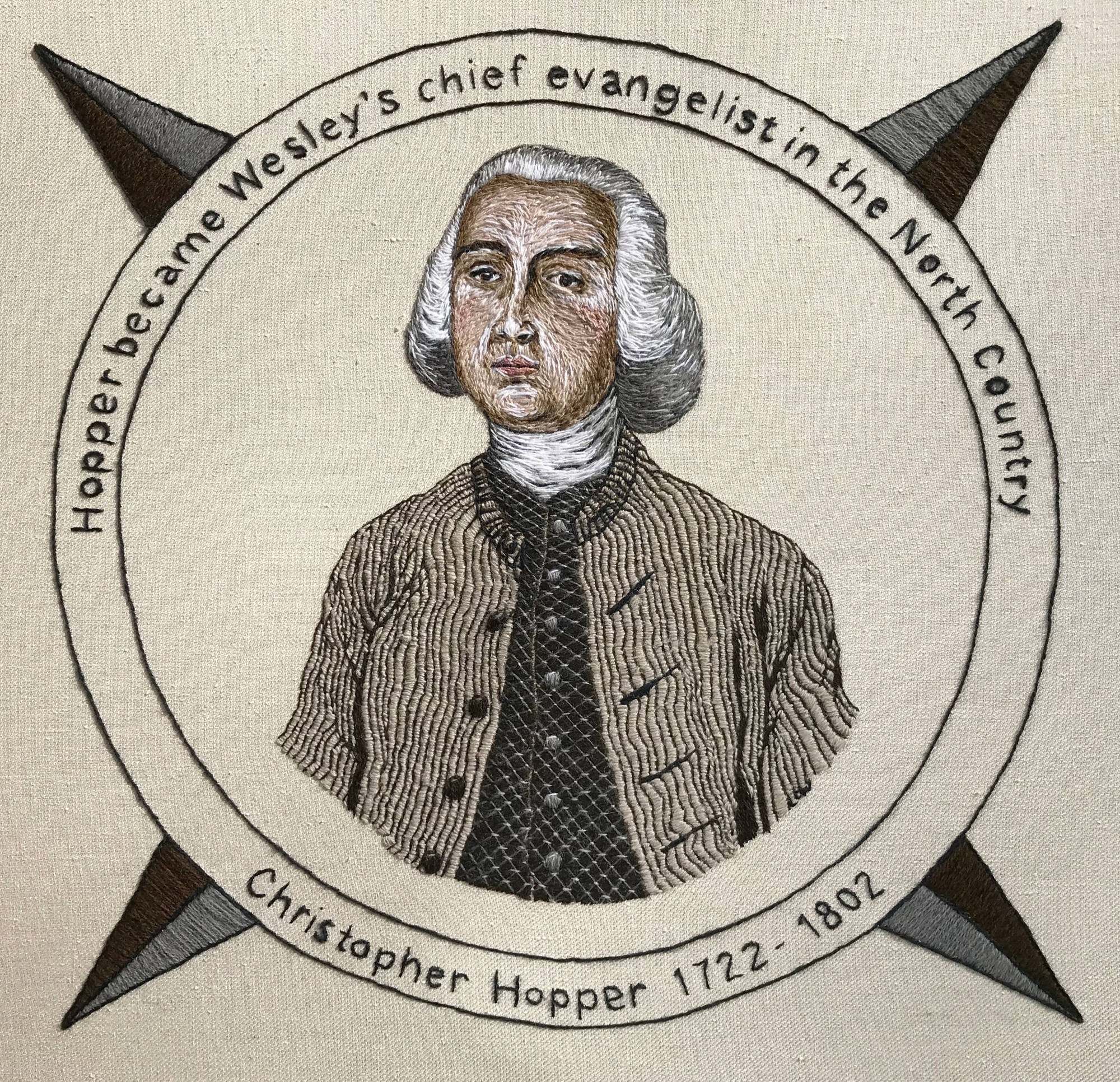  Needlework portrait of Christopher Hopper