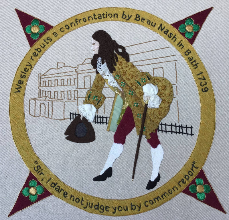 Maureen carefully researched Beau Nash's costume and replicated a frock coat from the correct era