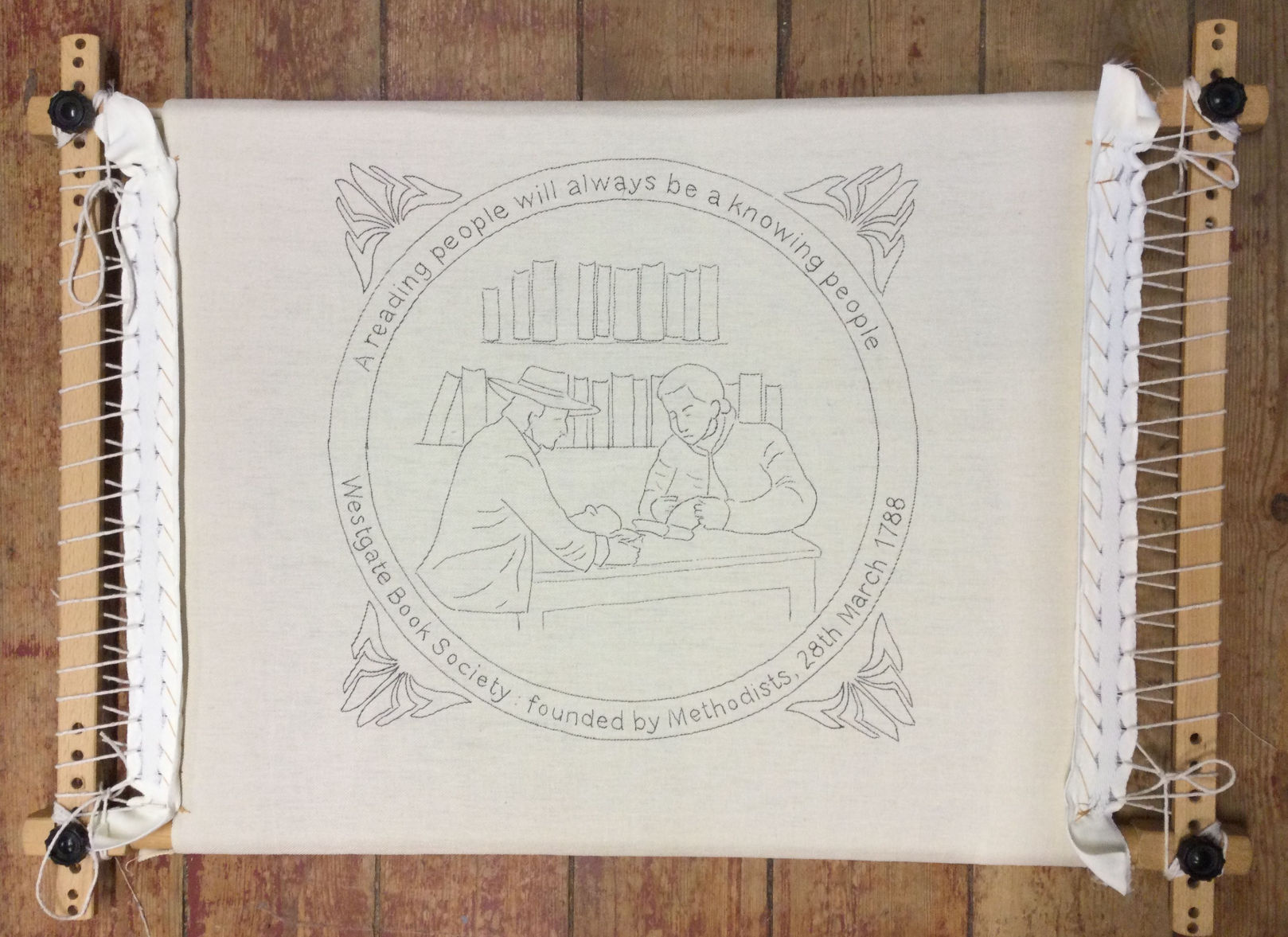 tapestry panel on embroidery frame